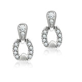 LO1999 - White Metal Earrings Rhodium Women Top Grade Crystal Clear