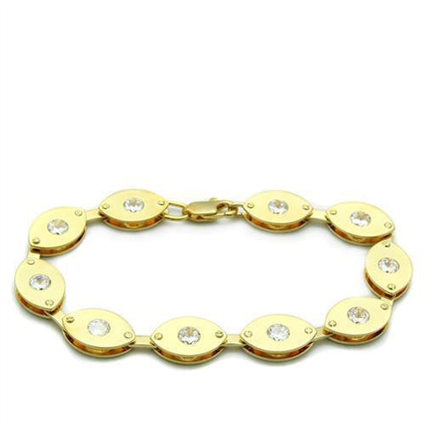 LO2010 - Brass Bracelet Matte Gold & Gold Women AAA Grade CZ Clear