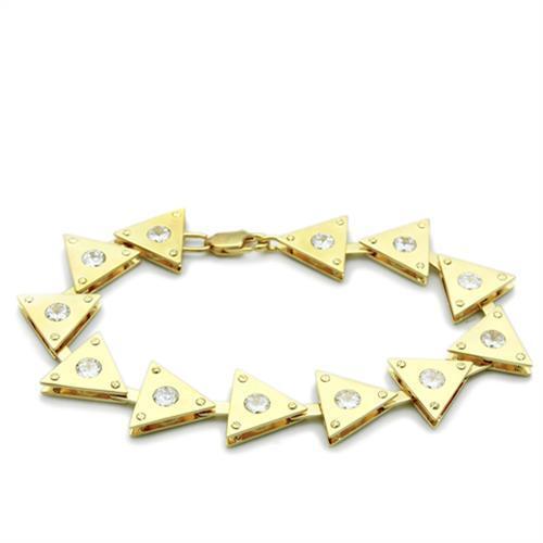LO2012 - Brass Bracelet Matte Gold & Gold Women AAA Grade CZ Clear