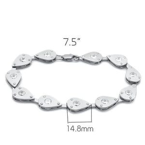 LO2014 - Brass Bracelet Matte Rhodium & Rhodium Women AAA Grade CZ Clear