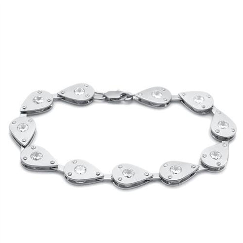 LO2014 - Brass Bracelet Matte Rhodium & Rhodium Women AAA Grade CZ Clear