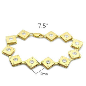 LO2017 - Brass Bracelet Matte Gold & Gold Women AAA Grade CZ Clear