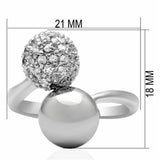 LO2059 - Brass Ring Rhodium Women AAA Grade CZ Clear