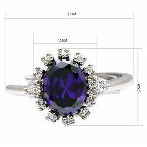 LO2073 - Brass Ring Rhodium Women AAA Grade CZ Amethyst