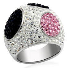 LO2081 - Brass Ring Rhodium + Ruthenium Women Top Grade Crystal Multi Color