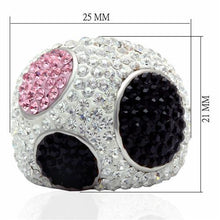 LO2081 - Brass Ring Rhodium + Ruthenium Women Top Grade Crystal Multi Color