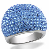 LO2083 - Brass Ring Rhodium Women Top Grade Crystal Light Sapphire