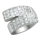 LO2095 - Brass Ring Rhodium Women Top Grade Crystal Clear