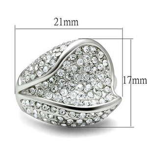 LO2105 - Brass Ring Rhodium Women Top Grade Crystal Clear