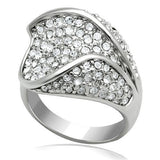 LO2105 - Brass Ring Rhodium Women Top Grade Crystal Clear
