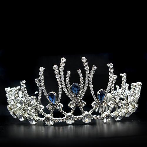 LO2107 - Brass Tiaras & Hair Clip Imitation Rhodium Women Top Grade Crystal Montana