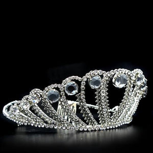 LO2108 - Brass Tiaras & Hair Clip Imitation Rhodium Women Top Grade Crystal Clear