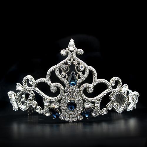 LO2110 - Brass Tiaras & Hair Clip Imitation Rhodium Women Top Grade Crystal Montana