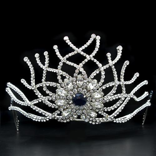 LO2111 - Brass Tiaras & Hair Clip Imitation Rhodium Women Top Grade Crystal Montana