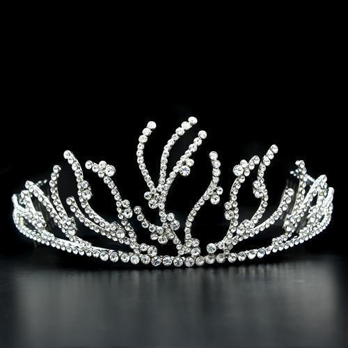 LO2117 - Brass Tiaras & Hair Clip Imitation Rhodium Women Top Grade Crystal Clear