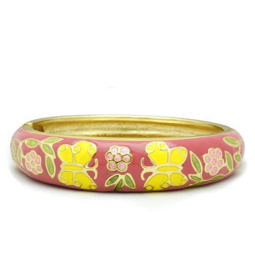 LO2134 - White Metal Bangle Flash Gold Women Epoxy No Stone