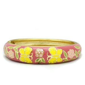 LO2134 - White Metal Bangle Flash Gold Women Epoxy No Stone