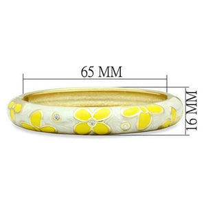 LO2141 - White Metal Bangle Flash Gold Women Top Grade Crystal Clear