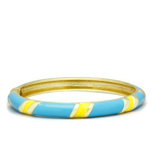 LO2143 - White Metal Bangle Flash Gold Women Epoxy No Stone