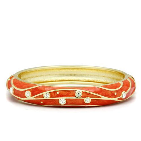 LO2144 - White Metal Bangle Flash Gold Women Top Grade Crystal Clear