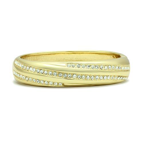 LO2150 - White Metal Bangle Flash Gold Women Top Grade Crystal Clear