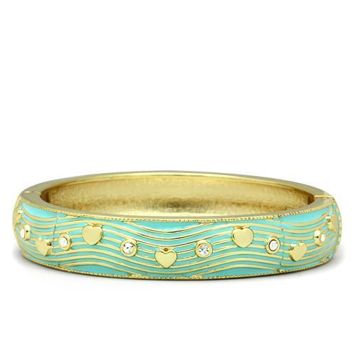 LO2151 - White Metal Bangle Flash Gold Women Top Grade Crystal Clear