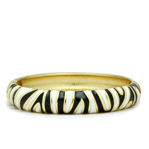 LO2152 - White Metal Bangle Flash Gold Women Epoxy No Stone