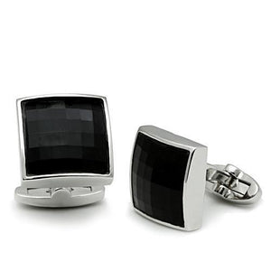 LO2297 - Brass Cufflink Rhodium Men Synthetic Jet