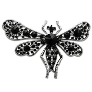 LO2391 - White Metal Brooches Imitation Rhodium Women Top Grade Crystal Jet