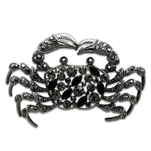 LO2392 - White Metal Brooches Imitation Rhodium Women Top Grade Crystal Jet
