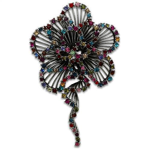 LO2395 - White Metal Brooches Imitation Rhodium Women Top Grade Crystal Multi Color