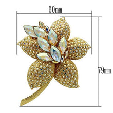 LO2402 - White Metal Brooches Gold Women Top Grade Crystal Aurora Borealis (Rainbow Effect)