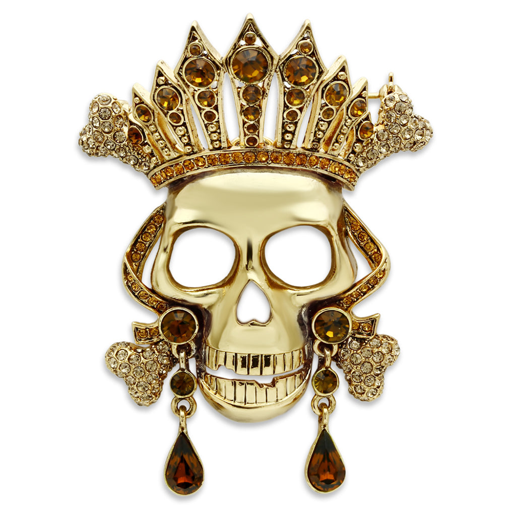 LO2407 - White Metal Brooches Gold Women Top Grade Crystal Multi Color