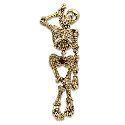 LO2409 - White Metal Brooches Gold Women Top Grade Crystal Multi Color