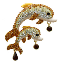 LO2413 - White Metal Brooches Gold Women Top Grade Crystal Multi Color