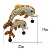 LO2413 - White Metal Brooches Gold Women Top Grade Crystal Multi Color