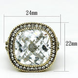 LO2436 - Gold Brass Ring with AAA Grade CZ  in Clear