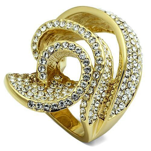 LO2472 - Brass Ring Gold Women Top Grade Crystal Light Smoked