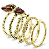 LO2502 - Brass Ring Gold Women Synthetic Amethyst