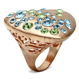 LO2535 - Brass Ring Rose Gold Women Top Grade Crystal Multi Color