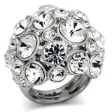 LO2546 - Brass Ring Rhodium Women Top Grade Crystal Clear