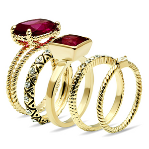 LO2548 - Brass Ring Gold Women Synthetic Ruby