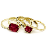 LO2548 - Brass Ring Gold Women Synthetic Ruby