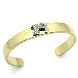LO2587 - White Metal Bangle Gold+Rhodium Women Top Grade Crystal Clear