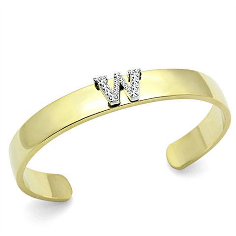 LO2592 - White Metal Bangle Gold+Rhodium Women Top Grade Crystal Clear