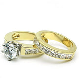 LO2603 - Brass Ring Gold+Rhodium Women AAA Grade CZ Clear