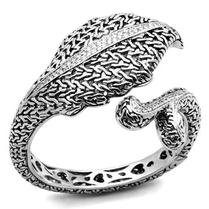 LO2618 - Brass Bangle Rhodium Women AAA Grade CZ Clear