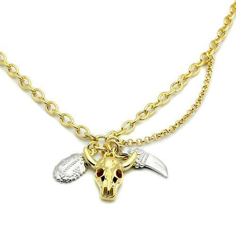 LO2627 - Brass Chain Pendant Gold+Rhodium Unisex No Stone No Stone
