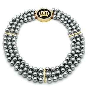 LO2645 - Brass Necklace Gold Women Semi-Precious Jet
