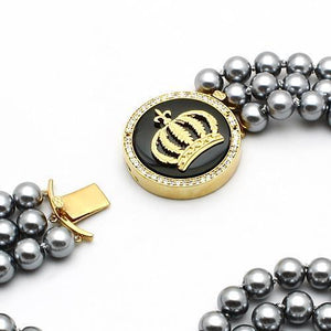 LO2645 - Brass Necklace Gold Women Semi-Precious Jet